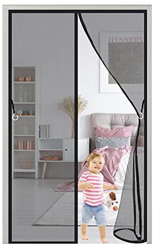 Mosquitera Magnética Para Puertas 110x195cm Cortina Mosquiteras Magnética de Malla Anti-insectos con Sellado Automático Fácil de Ensamblar para Balcón Puerta Corredera de Patio Negro