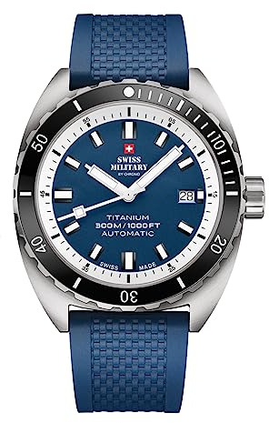 Swiss Military by Chrono SMA34100 Titan Herren Taucher Automatikuhr Titanband oder Silikonband 30 ATM Saphirglas