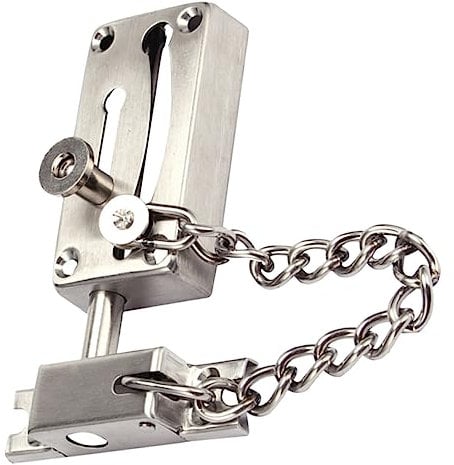 OSALADI Anti- Lock Safety Door Lock Guard Chain Door Chain Keyed Chain Door Guard Chain Bolt Lock Stainless Chain Stainless Steel Bolts Door Safety Chain Lock Iron Metal Slide Lock