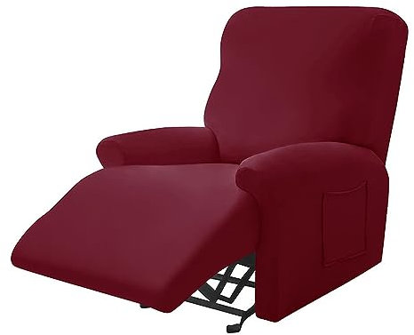 Highdi Stretchhusse für Relaxsessel Komplett Sesselschoner, Stretch Relaxsessel Bezüge - Einfarbig Elastisch Sesselbezug für Fernsehsessel Liege Sessel (Burgunderrot,1 Sitzer)