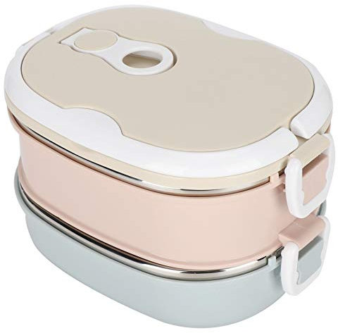 Acouto Lunch Box in Acciaio Inossidabile Box Termico Portatile in Acciaio Inossidabile Isolato Contenitore per Alimenti per Studenti e Bambini (2 strati 27x13,5x31 cm)
