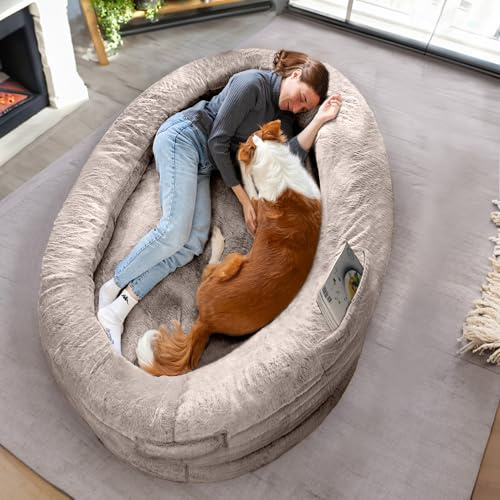 Lit Humain pour Chien Adultes Et Amis À Fourrure | Lit pour Chien Humain Chaud Et Confortable | Panier Géant | Human Dog Bed, Housse Détachable