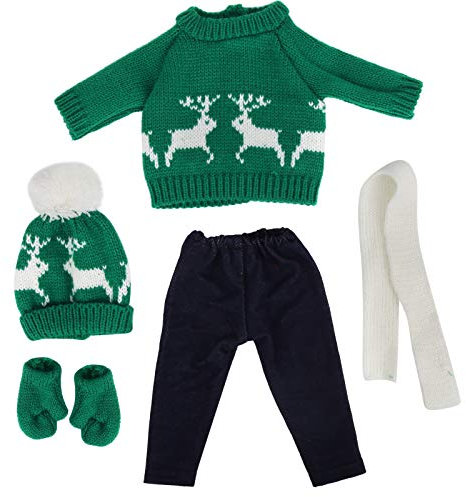 18 Zoll Puppenkleidung Weihnachtspuppenkleidung Weihnachtspuppenpullover Hosen Schal Set Mädchen Puppenkleidung Puppenpuppenkleidung 18 Zoll/43 cm Weihnachtspuppenkleid (Q18-785)