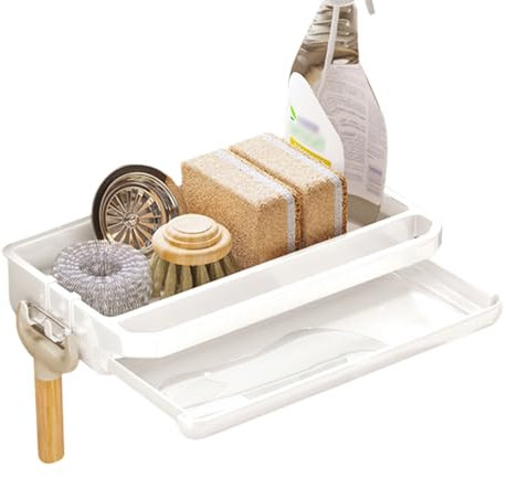 DTYGUIXE Soporte de Esponja para Cocina Organizador de Fregadero para Estropajos de Plástico con 2 Ganchos Escurridor de Esponja para Cocina sin Taladro Soporte para Estropajos y Bayetas de Cocina
