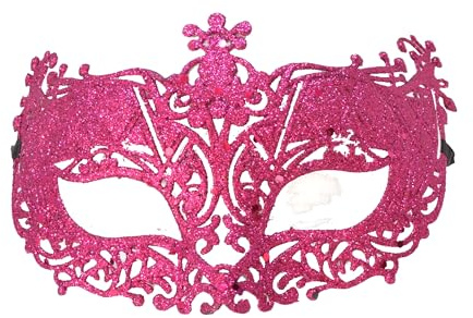 Z&H GLITTER MASK Masque facial de déguisement, pièce de visage de paillettes roses, masque pour les yeux, accessoires de garde-robe