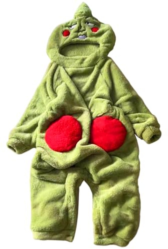 One Piece Anime Pyjamas Mob Psycho 100 Cosplay Costume Flannel Onesie Nightwear Quirky Hoodie Jumpsuit Warm Plush Loungewear（Green）