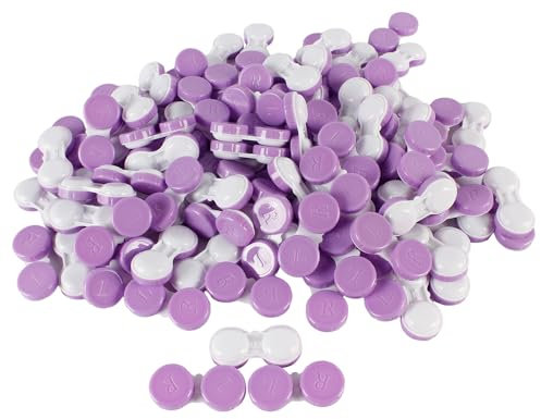 Dhoptical 100Pcs Contact lens case Colorful Contact Lens Holder Box Left/Right Eyes (Purple)