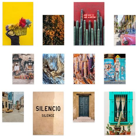Nacnic Mexikanisches Fotografie-Set: 12 Drucke (4 A3, 8 A4) - Lebendiges Design, rahmenlos - Fesselnde Mexiko-inspirierte Kunstwerke Wandkunst Poster Wanddekoration