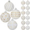 Hollyone 12PCS Weiß Weihnachtskugeln Ornamente Set 8CM Glitzernde Christbaumkugeln für Weihnachtsdekorationen Handbemaltes Hängendes Weihnachtsschmuck für Weihnachtsbaum Urlaub Party