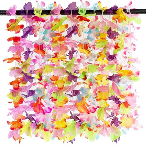 Set di 12 collane colorate hawaiane per feste estive, spiaggia, decorazioni