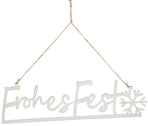 Logbuch-Verlag Frohes Fest Türschild Metall Schriftzug zum Aufhängen Türkranz Willkommensschild Tür Weihnachten weiß 25,5 cm