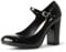 J. Adams Skippy Heels for Women - Round Toe Chunky High Heel Mary Jane Pumps, Black Vegan Patent, 9 UK