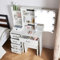Buildonely Schminktisch mit Hocker und Spiegel, Frisiertisch mit Beleuchtung, Kosmetiktisch mit LED Lichts 3 Farbtemperaturen und Einstellbarer Helligkeit, 6 Schubladen, Weiß, 36x80x131 cm