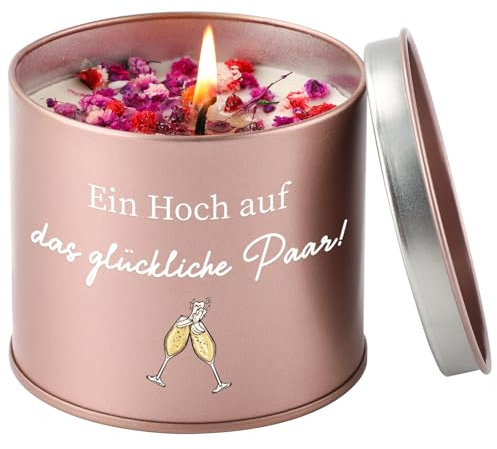 Geschenk für Hochzeit, CadeauJoie Hochzeitsgeschenke für Brautpaar Hochzeitsgeschenk Ideen, 225g Handgefertigte Lavendel Duftkerzen im Metall Geschenke für die Braut oder sie, Frauen, Freundin