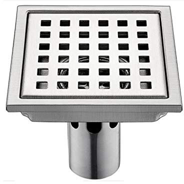 JXIPANUL Desagüe de Suelo de Rejilla Simple de 15x15cm, escurridor de Flujo Grande de Acero Inoxidable, desagüe de Ducha Cuadrado, Rejilla de residuos con colador de Pelo