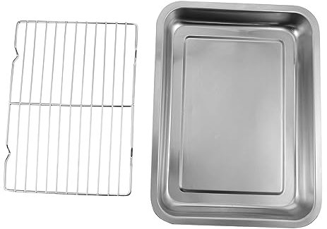 PAMINGONO 1 Satz Blatt Ablaufwanne Backbleche Kühlgestellplatte Draht Kuchen Backformen Toaster-ofenpfannen Grill Toasteröfen Ölplatte Ablassen Picc-line-abdeckungen Silver Rostfreier Stahl