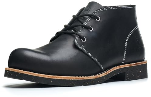 SL-Saint Botas Chukka Clásicas Hechas a Mano Para Hombres Moda Cuero de Vaca Genuino Zapatos Cómodos Con Cordones (Negro Cuero, Adulto, Hombre, 43, Números, Sistema tallas calzado EU, mediano)