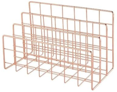 Bac à Courrier Organisateur de bureau en maille métallique, trieur de lettres, plateau de courrier, organisateur de fichiers, bureau, maison, serre-livres, support de livre Pour Les Bureaux(Rose Gold)