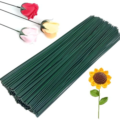 JMOOT 2mm Blumendraht Grün zum Basteln, 50 Stück Floristendraht Steckdraht 30cm Blumenstieldraht Basteldraht Grün Blumen Draht zum Basteln