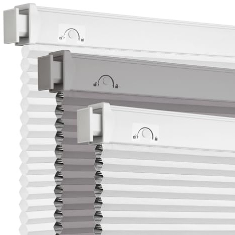 Grandekor Wabenplissee ohne Bohren Verdunklung B60 x H130 cm Weiß-Weiß,Waben Plissee schnurlos für Fenster 100% Blickdicht, Sicht- & Schallschutz,ideal für Schlafzimmer