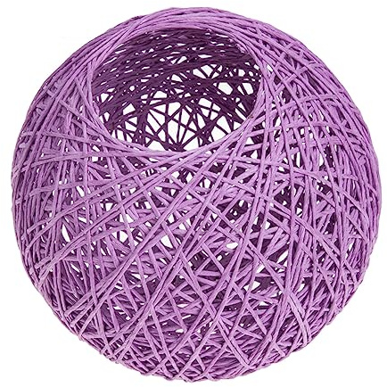SOPOTUTU Lampenschirm zum Schutz der Lampe Stabiler aus Papier und Rattan Runder Lila Kugellampenschirm im Wohnbereich. für Pendelleuchten