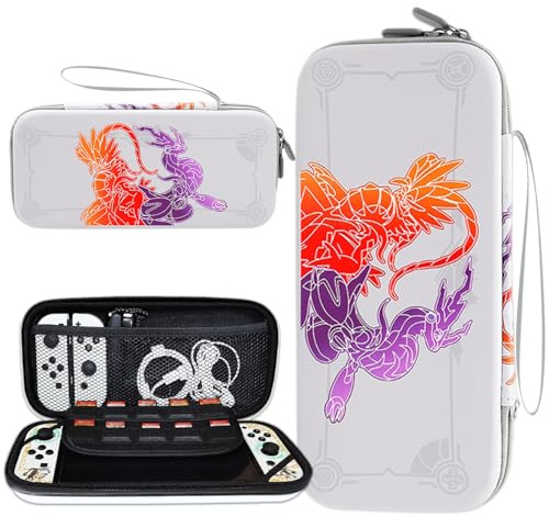 Tasche Switch und Switch OLED, Tragetasche Purpur Karmesin, Stoßfest, Weiß | Aufbewahrung 10 Spiel Karten Zubehör,