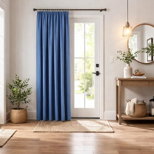 John Aird Blackout Curtains Pencil Pleat with Tie Backs (Blue, W 66 x L 84 (1 Panel) Thermal Energy Saving Curtains for Bedroom & Living Room
