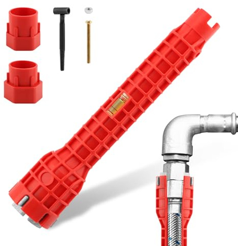ZESHGON 8 in 1 Kitchen Faucet Sink Basin Wrench, Multi-Functional Sink Wrench Faucet Installation Tools Basin Wrenches Pipe Installer for Bathrooms,Toilets,Sinks Kitchen Plumbing