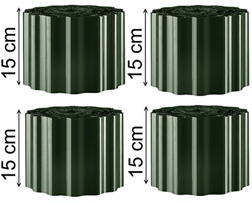 EXCOLO Rasenkante Beeteinfassung Beet-umrandung Rasen-begrenzung Rasen-einfassungen 36 m lang 15 cm hoch Farbe grün