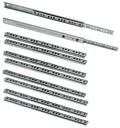 Emuca 3009505 Set di 5 paia (10 pz) guide/binari con cuscinetti a sfere ad estrazione parziale 17mm x 182mm per cassetto