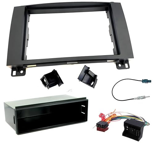 Sound-way Kit de Montage Autoradio, Façade Cadre de Radio 1 DIN / 2 DIN, Adaptateur Compatible avec Mercedes Benz Classe A, Classe B, Vito, Viano, Sprinter