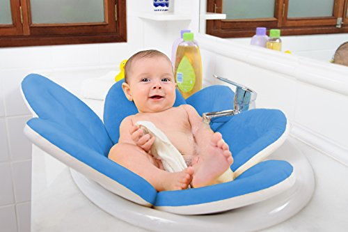 WonderWaldLight Fleur de Bain - Baignez votre enfant dans le lavabo – bain bébé 100% agréable, surface rembourrée, moelleux & doux - Bleu