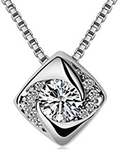 Canarea Kette Damen Mädchen mit Anhänger Silber 925er mit Zirkonia Würfel Elegant Halskette