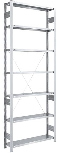 eurokraft | Lager-Steckregal | verzinkt | Bauart mittelschwer | Regalhöhe 3000 mm | Grundregal | Breite x Tiefe 1000 x 300 mm