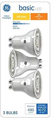 GE Basic LED-Leuchtmittel, entspricht 50 W, 2700 K, Warmweiß, MR16, GU10-Sockel, 120 V, 3er-Pack