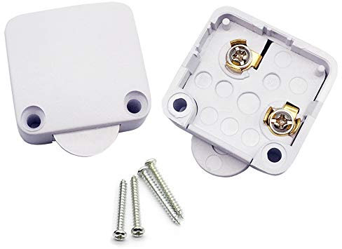 duisoad FUJIE 2 Stück Truhenschalter 2A 250V Schrankschalter Schnappschalter Türkontaktschalter Einschalter Push zum Brechen Elektrischer Mortice Switch mit Abdeckkasten Weiß