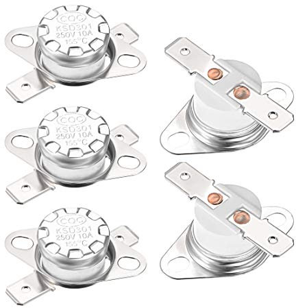 sourcing map Interrupteur contrôle température thermostat 155°C 10A 6,3mm N.C 5Pcs Borne