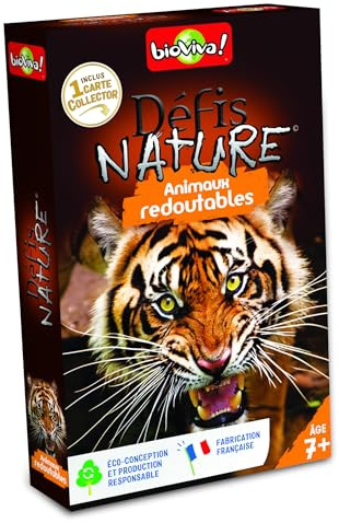 Bioviva - Défis Nature - Animaux Redoutables - Jeu de Cartes Enfants 7+ | Bataille Thème Animaux - Dès 7 ans - 2 à 6 joueurs - Fabriqué en France