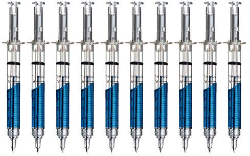 noTrash2003 10er Set Kugelschreiber in Spritzenform versch. Farben (10er Set Blau)