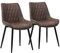 CLIPOP Esszimmerstühle 2er Set, Kunstleder Gepolstert Küchenstuhl mit stabilen Metallbeinen,Lounge Empfang Stühle für Wohnzimmer, Zuhause und Büro, Braun