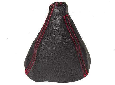 The Tuning Shop 6 Gang Schaltknauf mit Schaltsack Leder rote Naht