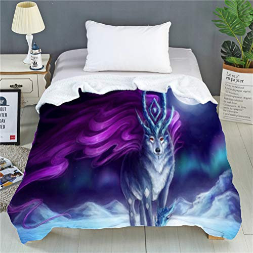 Sticker Superb Liebhaber Paar Decke Jugendliche 3D Digital Wolf Druck Blau Grau Vlieswurf Werfen Sherpa Decke Lila Braune Plüsch Tagesdecke für Kinder Jungen Mädchen Geschenk (Style 3, 120 x 150 cm)