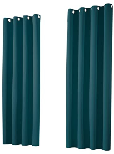 heimtexland ® 1 Paar Thermo- Verdunklungsgardinen Ösenschal Vorhänge Verdunkelnd Isolierend Blickdicht Verdunkelungsvorhänge HxB 160x135 Dunkel Petrol Typ139