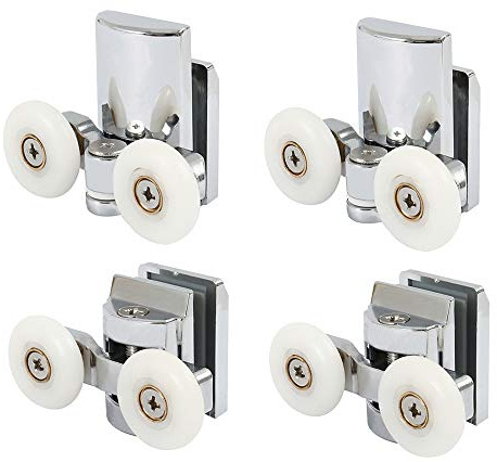 Set of 4 Twin Shower Door Rollers 23mm Wheel Diameter Bathroom Runners Wheels Zinc Alloy Pulleys Upper Wheel Top Bottom Bathroom Replacement Parts