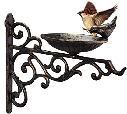 relaxdays Abreuvoir en Fonte pour Mur, Bain Vintage, Oiseaux Sauvages déco Jardin HxlxP: 24x28x14cm,Bronze