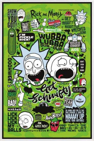 RICK AND MORTY Poster Plakat | Bild und Kunststoff-Rahmen - Zitate, Gurken-Rick, Recall Im Weltall (91 x 61cm)