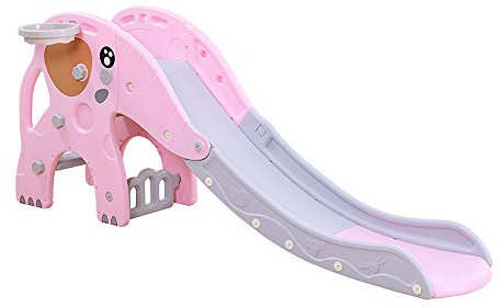 WDW Großer Elefant Rutsche für Babys, Kinder, orange/rosa, für drinnen und draußen, Gartenspielzeug, 1,8 m (grau-rosa)