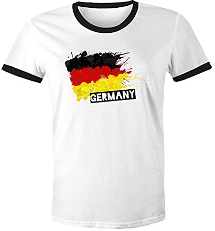 MoonWorks® Herren T-Shirt Deutschland Fußball EM 2024 Fußballeuropameisterschaft Deutschlandshirt Deutschlandflagge Retro weiß-schwarz XXL