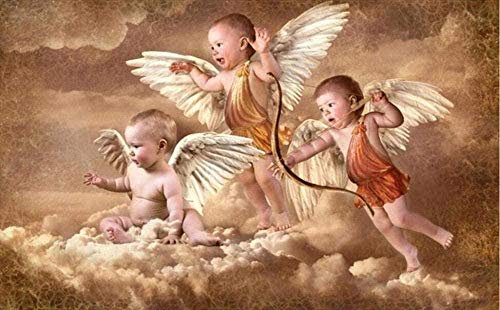 Handgezeichnete Kleine Engel Vintage Tapete 3D Vliestapete Wandbilder Wohnzimmer Schlafzimmer Wanddekoration fototapete 3d effekt tapeten Wohnzimmer Schlafzimmer kinderzimmer-200cm×140cm