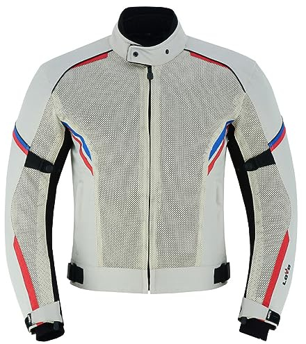 LOVO - Giacca da moto a tristrato estiva da uomo - Giacca da moto estiva da uomo ad alta ventilazione - Design leggero e sicuro - Protezioni CE incluse - Giacche estive da moto premium, grigio, 10XL